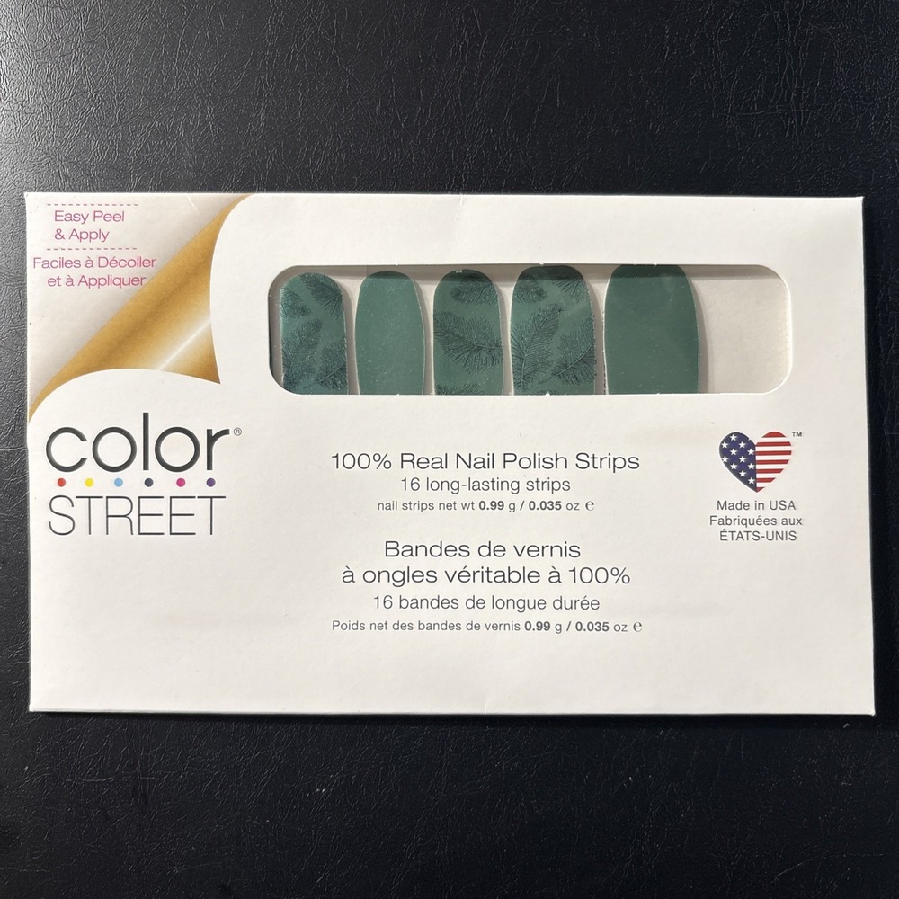 Color Street Better Late Than Feather Retired Green Shimmer Nail Polish Strips